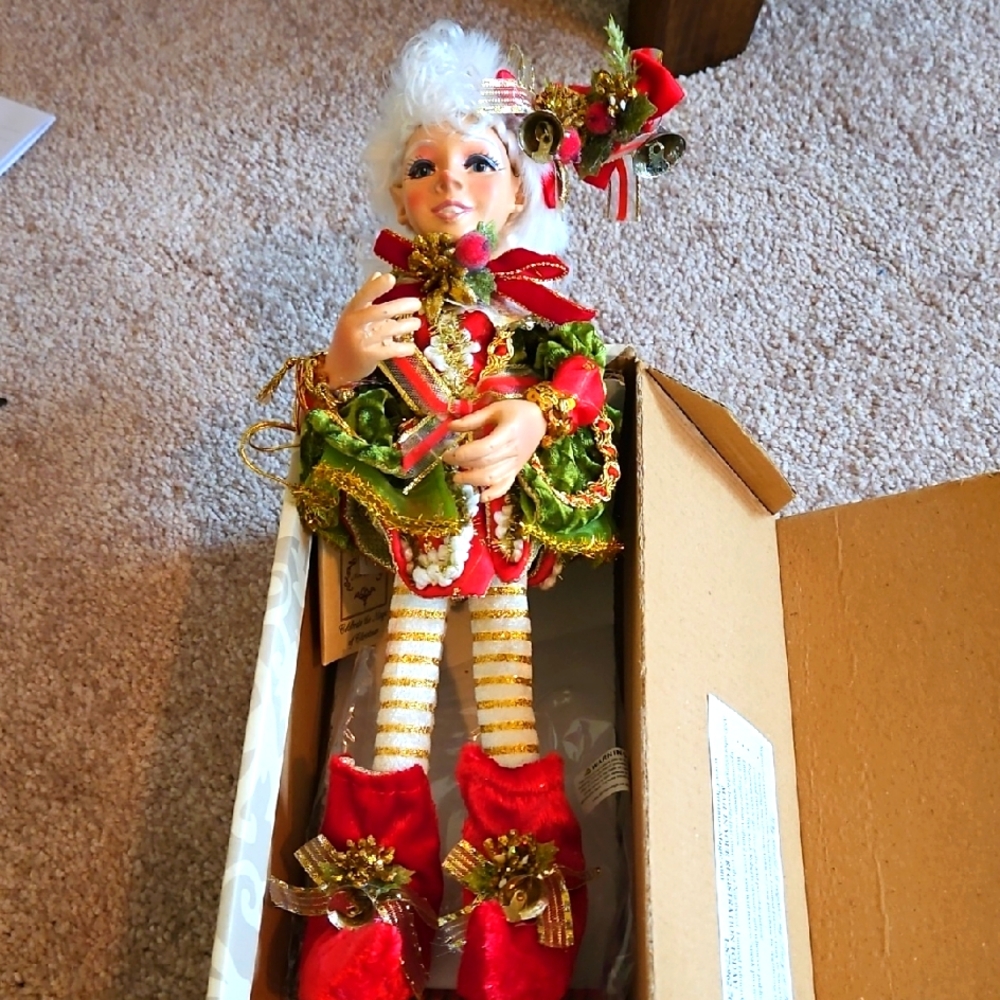 Festive Elf Holiday Decoration - Red and Green